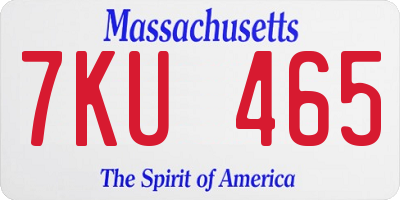 MA license plate 7KU465