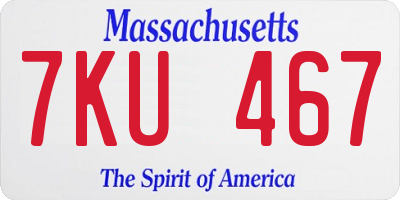 MA license plate 7KU467