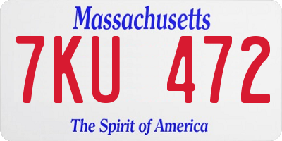 MA license plate 7KU472