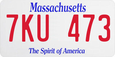 MA license plate 7KU473