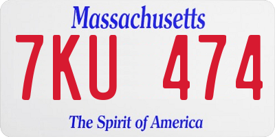 MA license plate 7KU474