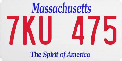 MA license plate 7KU475