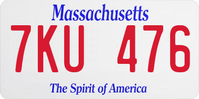MA license plate 7KU476