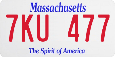 MA license plate 7KU477