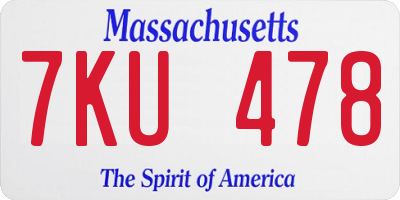 MA license plate 7KU478
