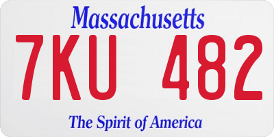 MA license plate 7KU482