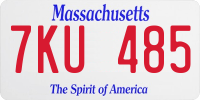 MA license plate 7KU485