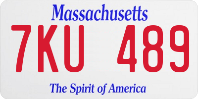 MA license plate 7KU489