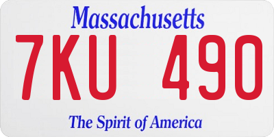 MA license plate 7KU490