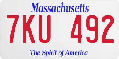 MA license plate 7KU492