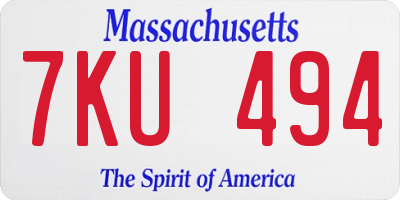 MA license plate 7KU494
