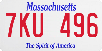 MA license plate 7KU496