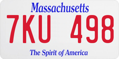 MA license plate 7KU498