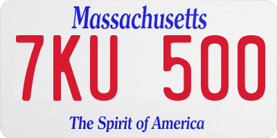 MA license plate 7KU500