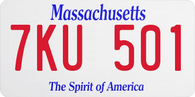 MA license plate 7KU501