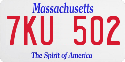 MA license plate 7KU502