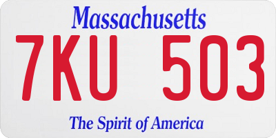 MA license plate 7KU503