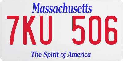 MA license plate 7KU506