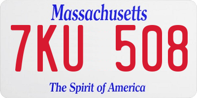 MA license plate 7KU508
