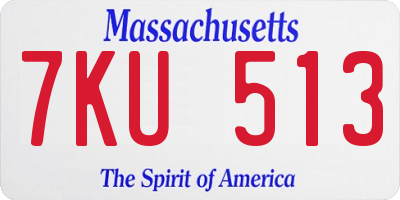 MA license plate 7KU513
