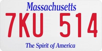 MA license plate 7KU514
