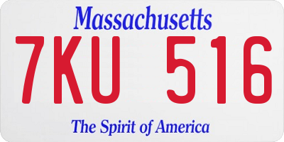 MA license plate 7KU516
