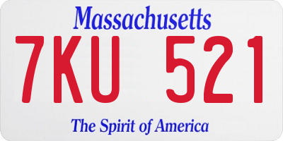 MA license plate 7KU521