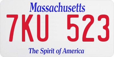 MA license plate 7KU523