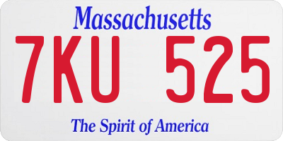 MA license plate 7KU525