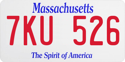 MA license plate 7KU526