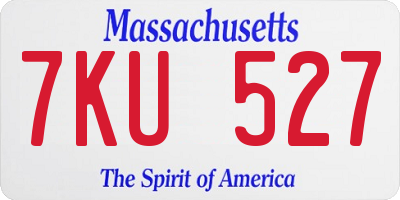 MA license plate 7KU527