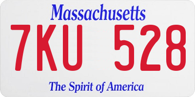 MA license plate 7KU528