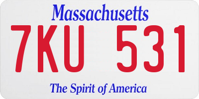 MA license plate 7KU531