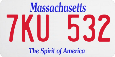 MA license plate 7KU532