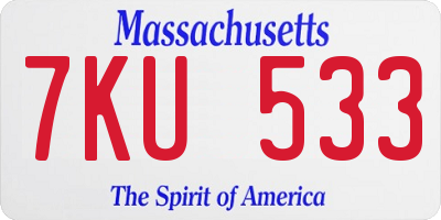 MA license plate 7KU533