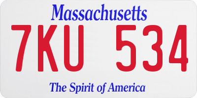 MA license plate 7KU534