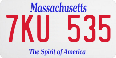 MA license plate 7KU535