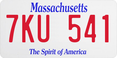 MA license plate 7KU541