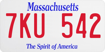 MA license plate 7KU542