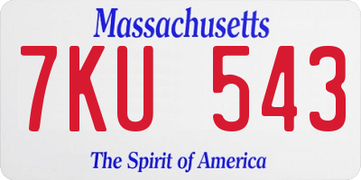 MA license plate 7KU543