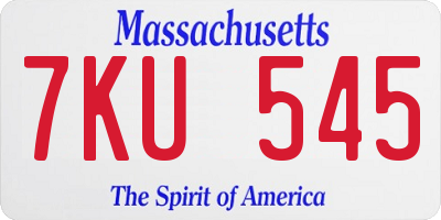 MA license plate 7KU545
