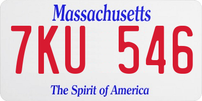 MA license plate 7KU546