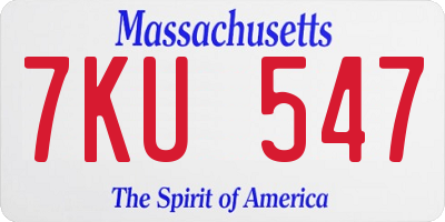 MA license plate 7KU547
