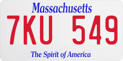 MA license plate 7KU549