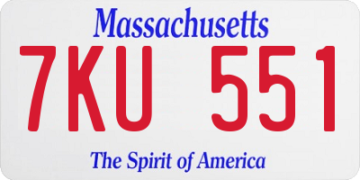 MA license plate 7KU551