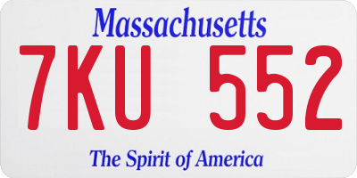 MA license plate 7KU552
