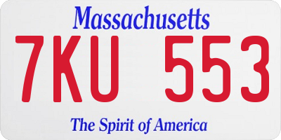 MA license plate 7KU553