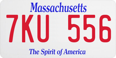 MA license plate 7KU556