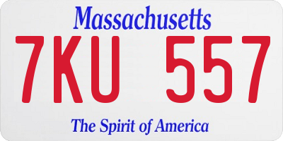 MA license plate 7KU557