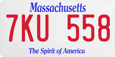 MA license plate 7KU558